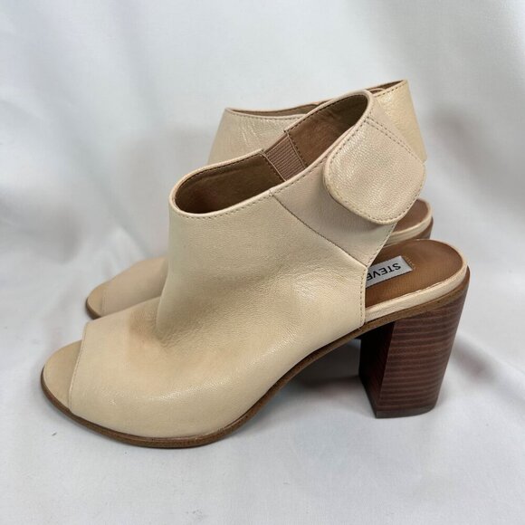 2/$30 Steve Madden Nonstop Size 7B Open Toe Booties Leather Beige - Picture 6 of 7